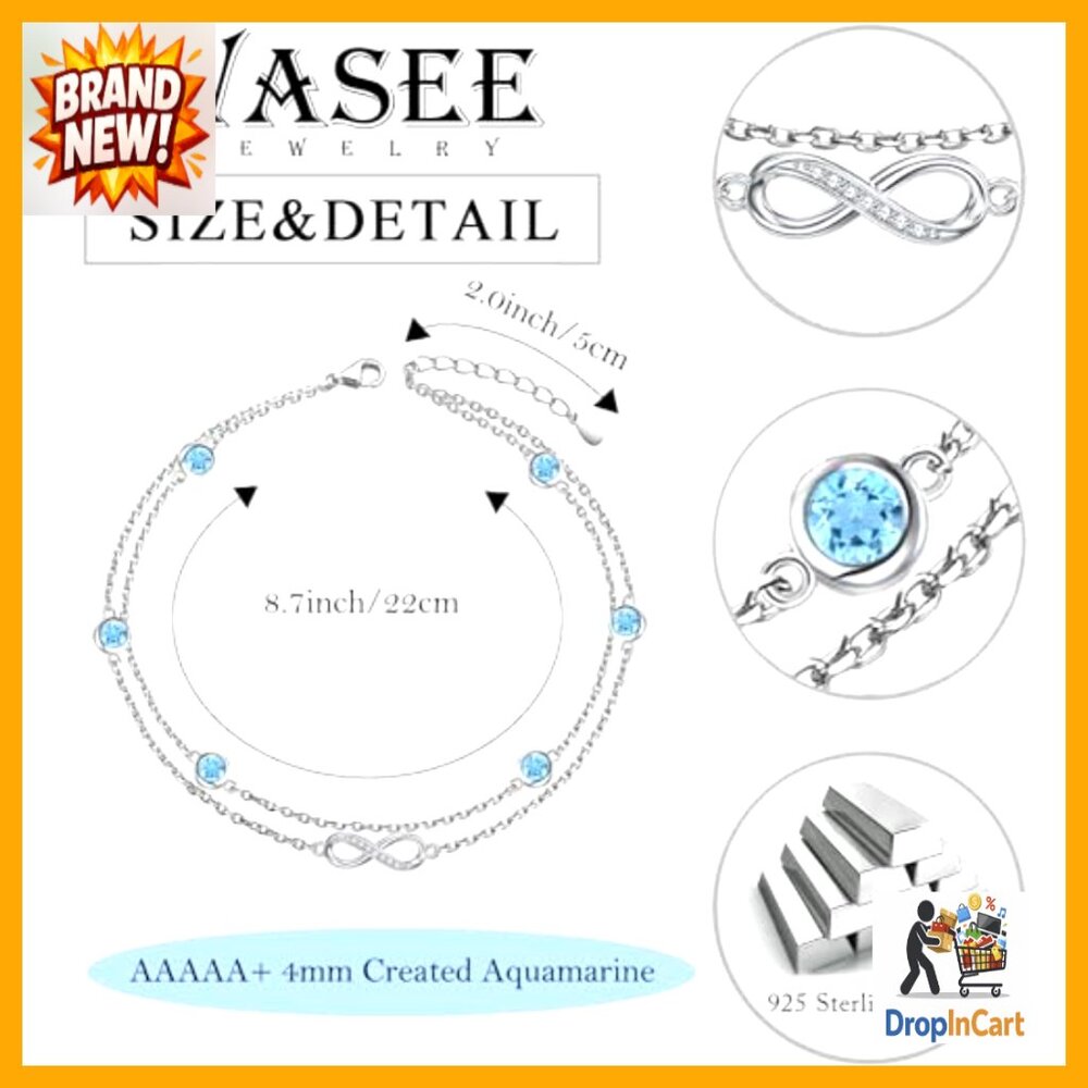 Sterling Silver Adjustable Anklet Infinity Births… - image 6